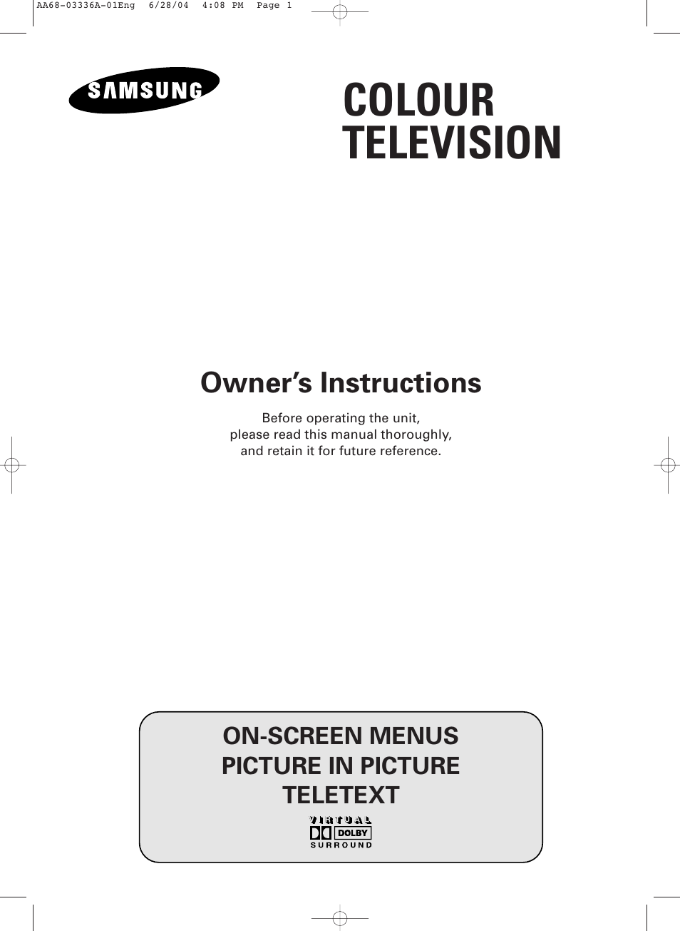 Samsung WS-32M206V User Manual | 48 pages