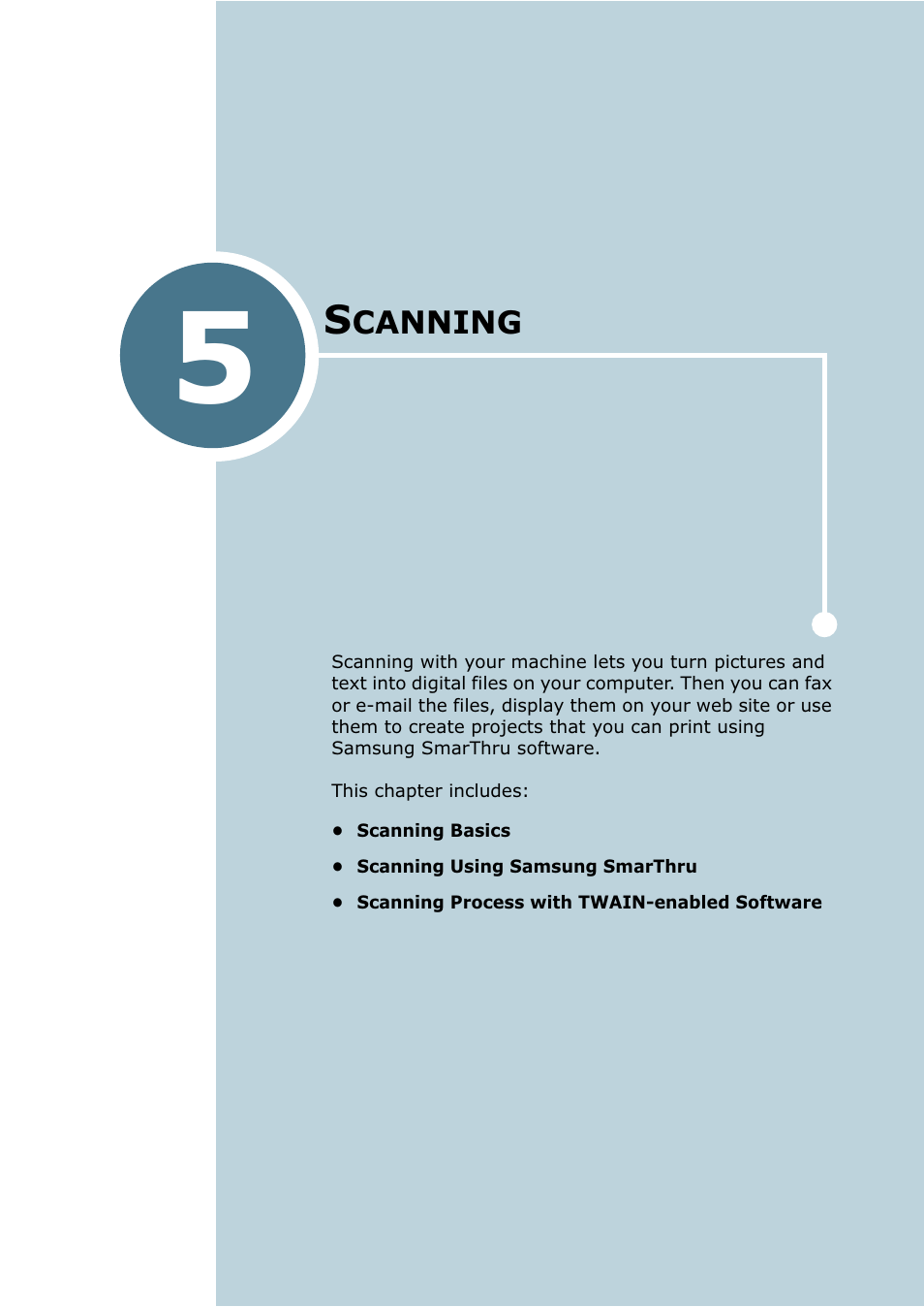 Scanning, Chapter 5, Canning | Samsung SF-755P User Manual | Page 102 / 219