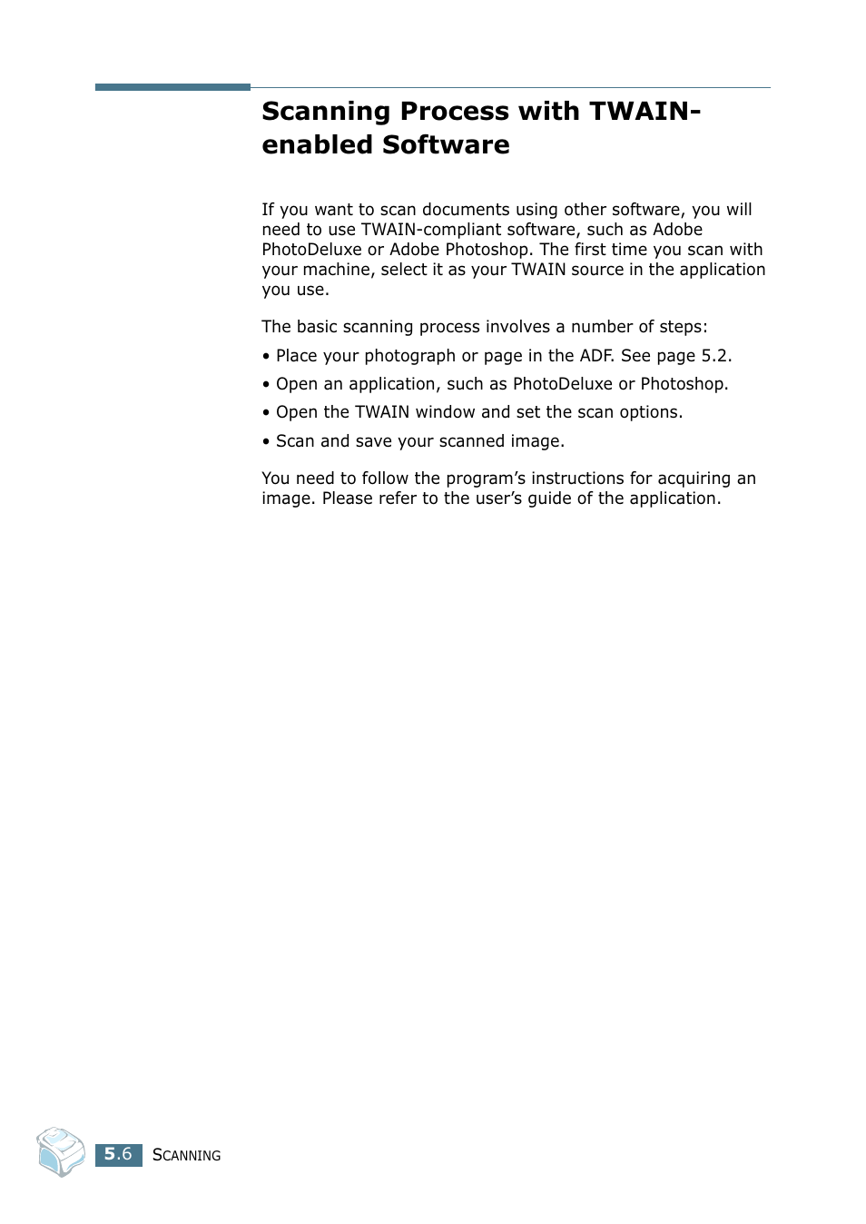 Scanning process with twain- enabled software, Scanning process with twain-enabled software | Samsung SF-755P User Manual | Page 107 / 219
