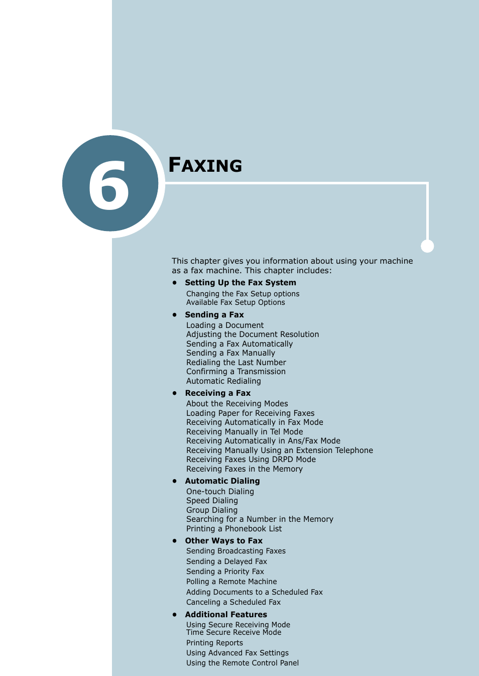 Faxing, Chapter 6, Axing | Samsung SF-755P User Manual | Page 108 / 219