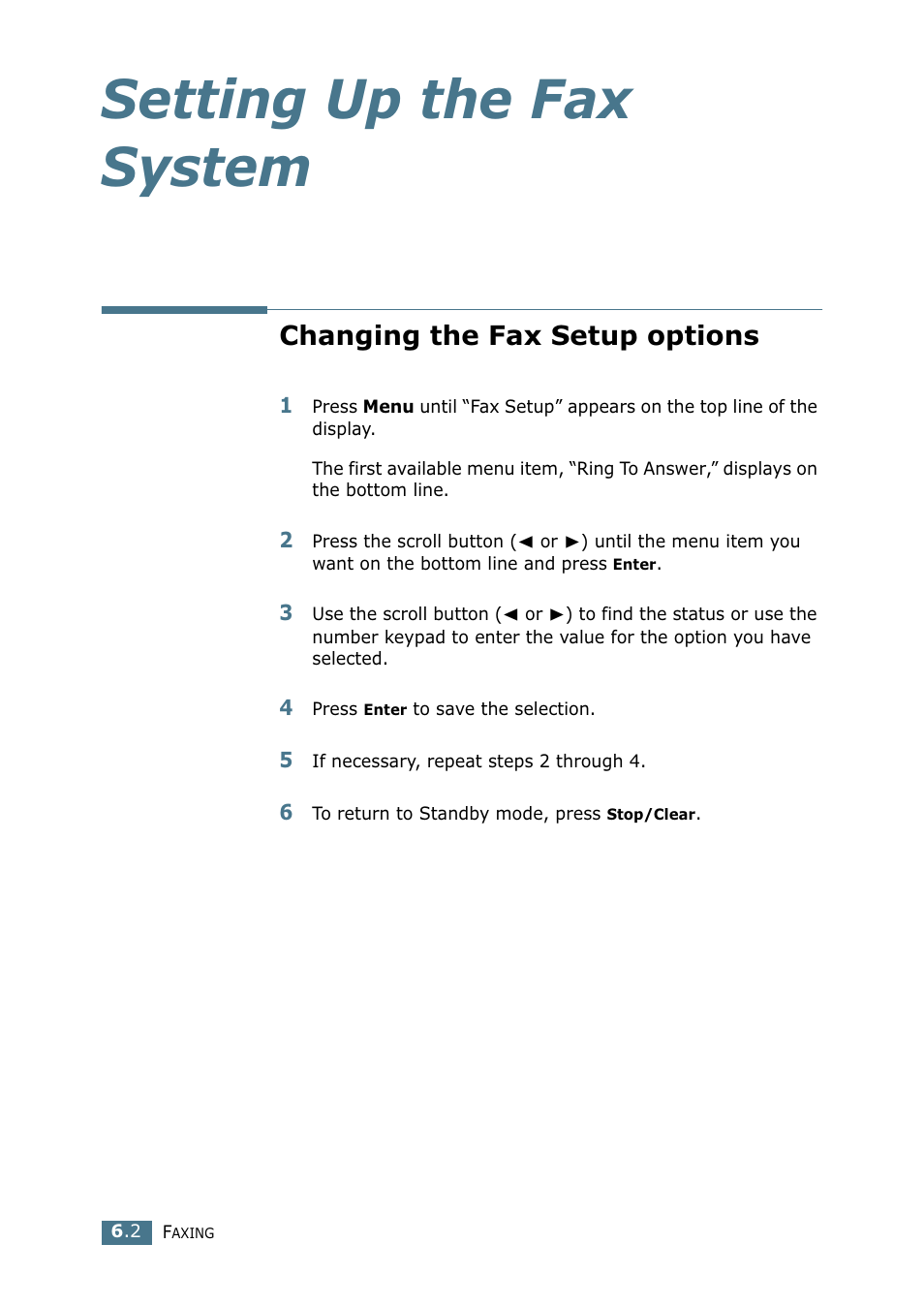 Changing the fax setup options, Setting up the fax system | Samsung SF-755P User Manual | Page 109 / 219