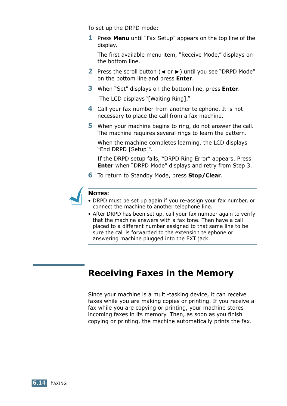 Receiving faxes in the memory | Samsung SF-755P User Manual | Page 121 / 219