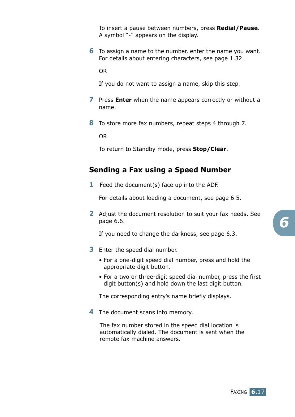 Sending a fax using a speed number | Samsung SF-755P User Manual | Page 124 / 219