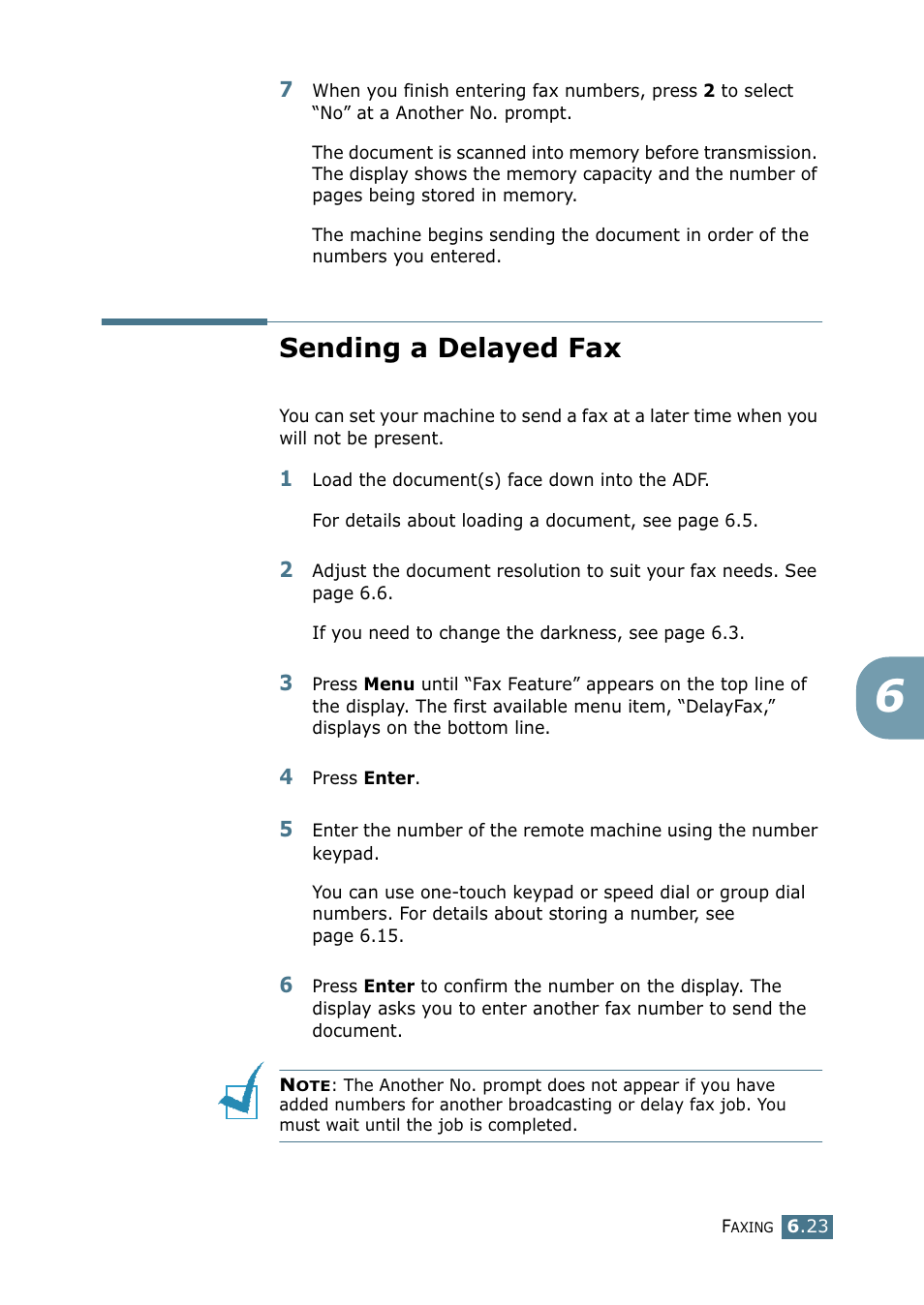 Sending a delayed fax | Samsung SF-755P User Manual | Page 130 / 219