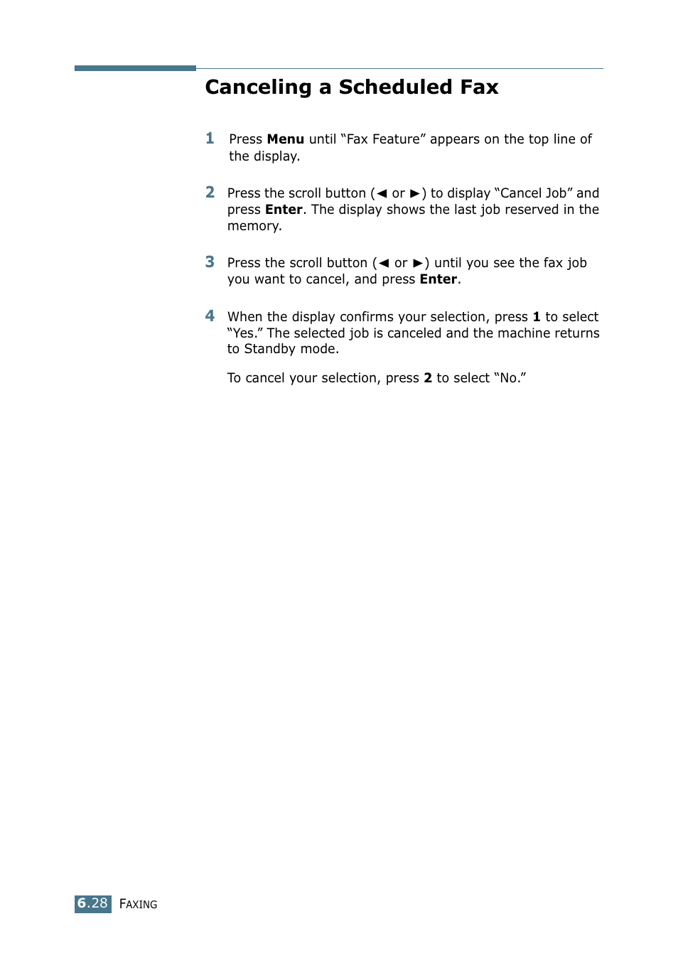 Canceling a scheduled fax | Samsung SF-755P User Manual | Page 135 / 219