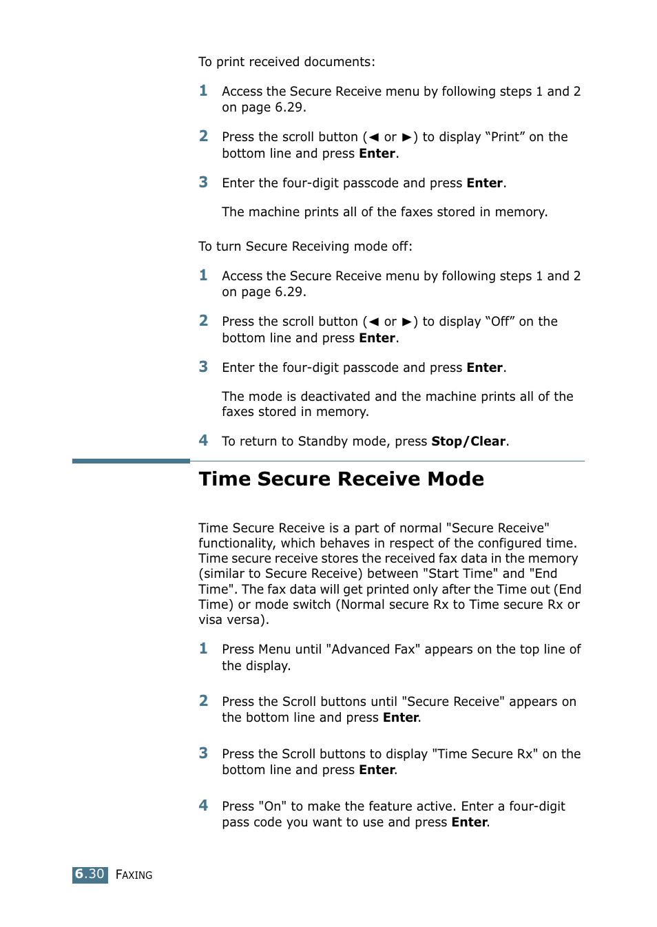 Time secure receive mode | Samsung SF-755P User Manual | Page 137 / 219