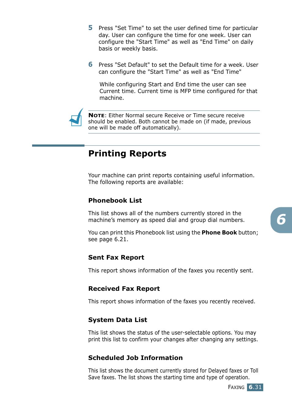 Printing reports | Samsung SF-755P User Manual | Page 138 / 219