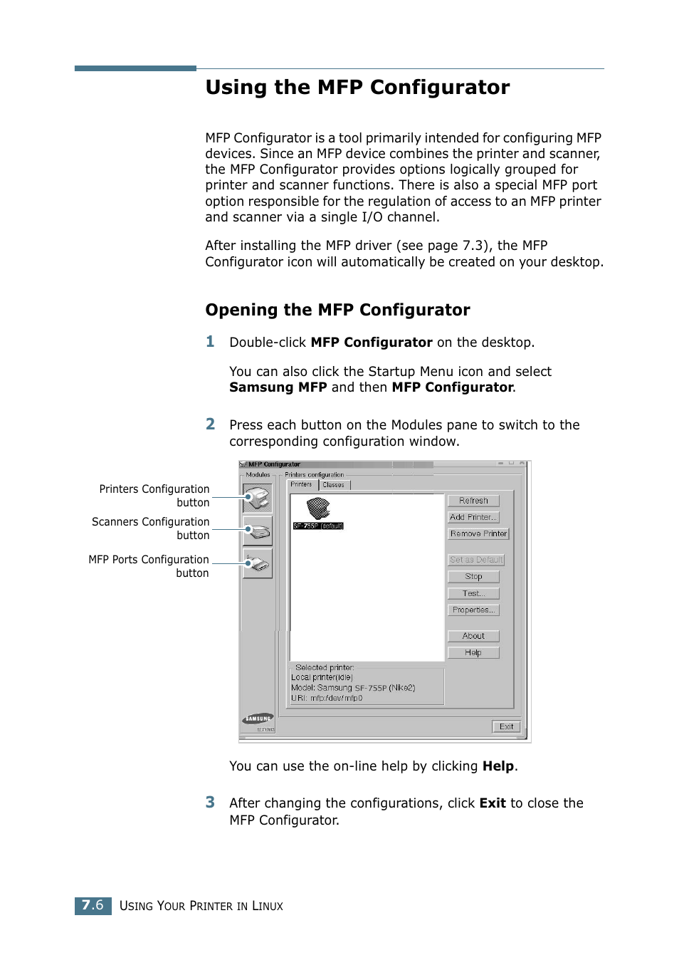 Using the mfp configurator, Opening the mfp configurator | Samsung SF-755P User Manual | Page 151 / 219
