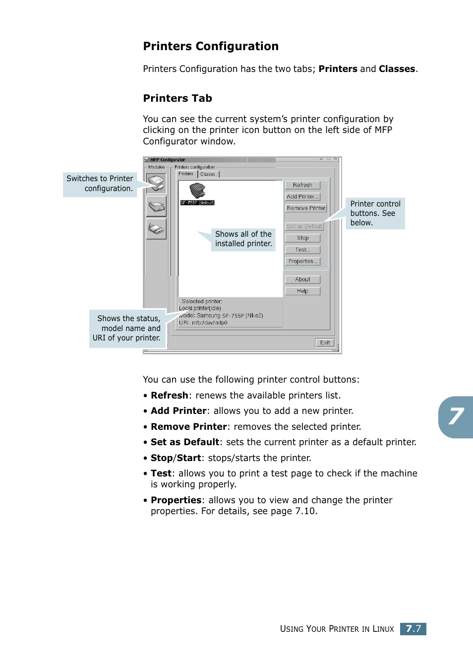 Printers configuration | Samsung SF-755P User Manual | Page 152 / 219
