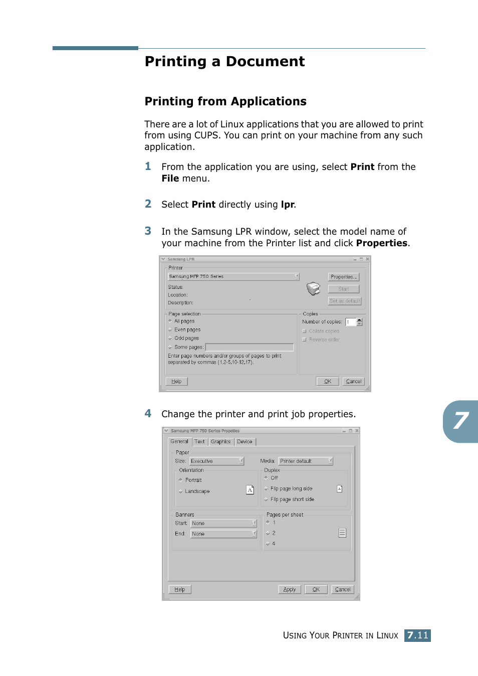 Printing a document, Printing from applications | Samsung SF-755P User Manual | Page 156 / 219