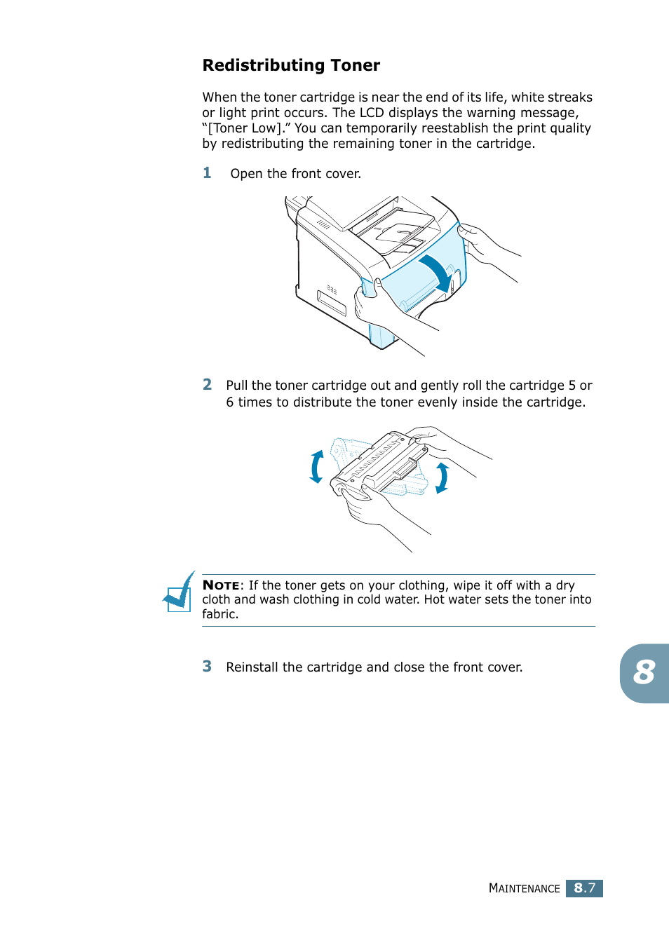 Redistributing toner | Samsung SF-755P User Manual | Page 170 / 219