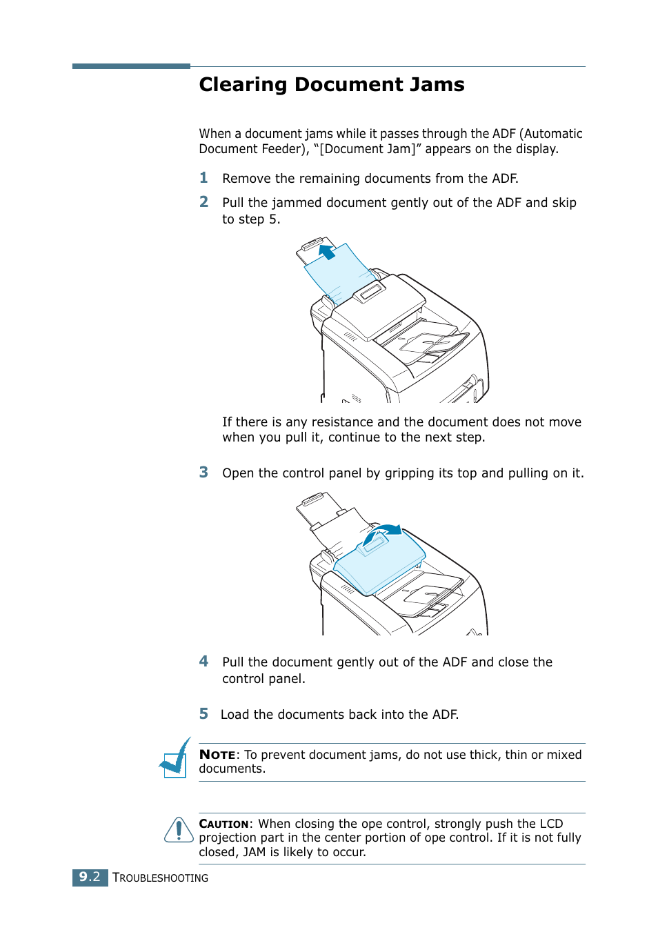 Clearing document jams | Samsung SF-755P User Manual | Page 177 / 219