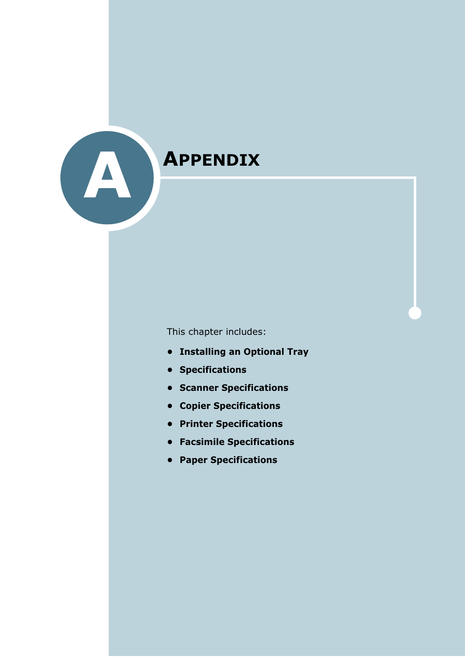 A. appendix, Chapter a, Ppendix | Samsung SF-755P User Manual | Page 202 / 219