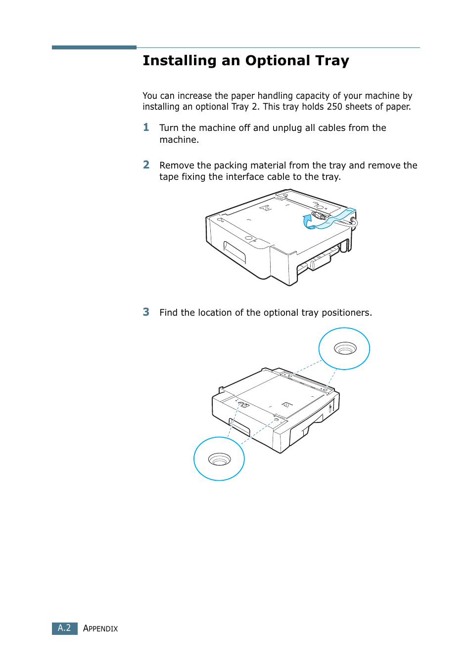 Installing an optional tray | Samsung SF-755P User Manual | Page 203 / 219