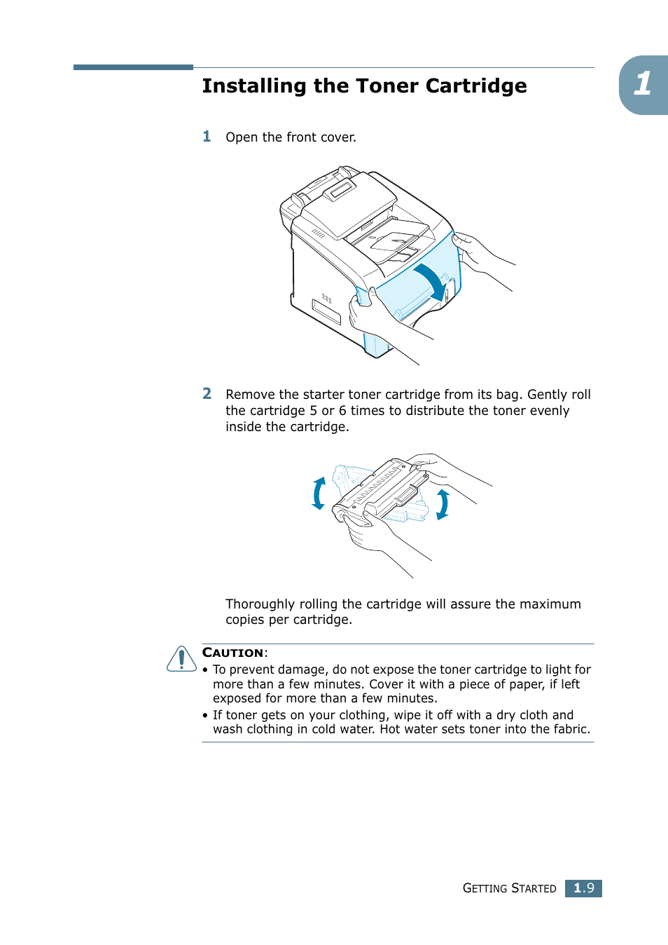 Installing the toner cartridge | Samsung SF-755P User Manual | Page 28 / 219