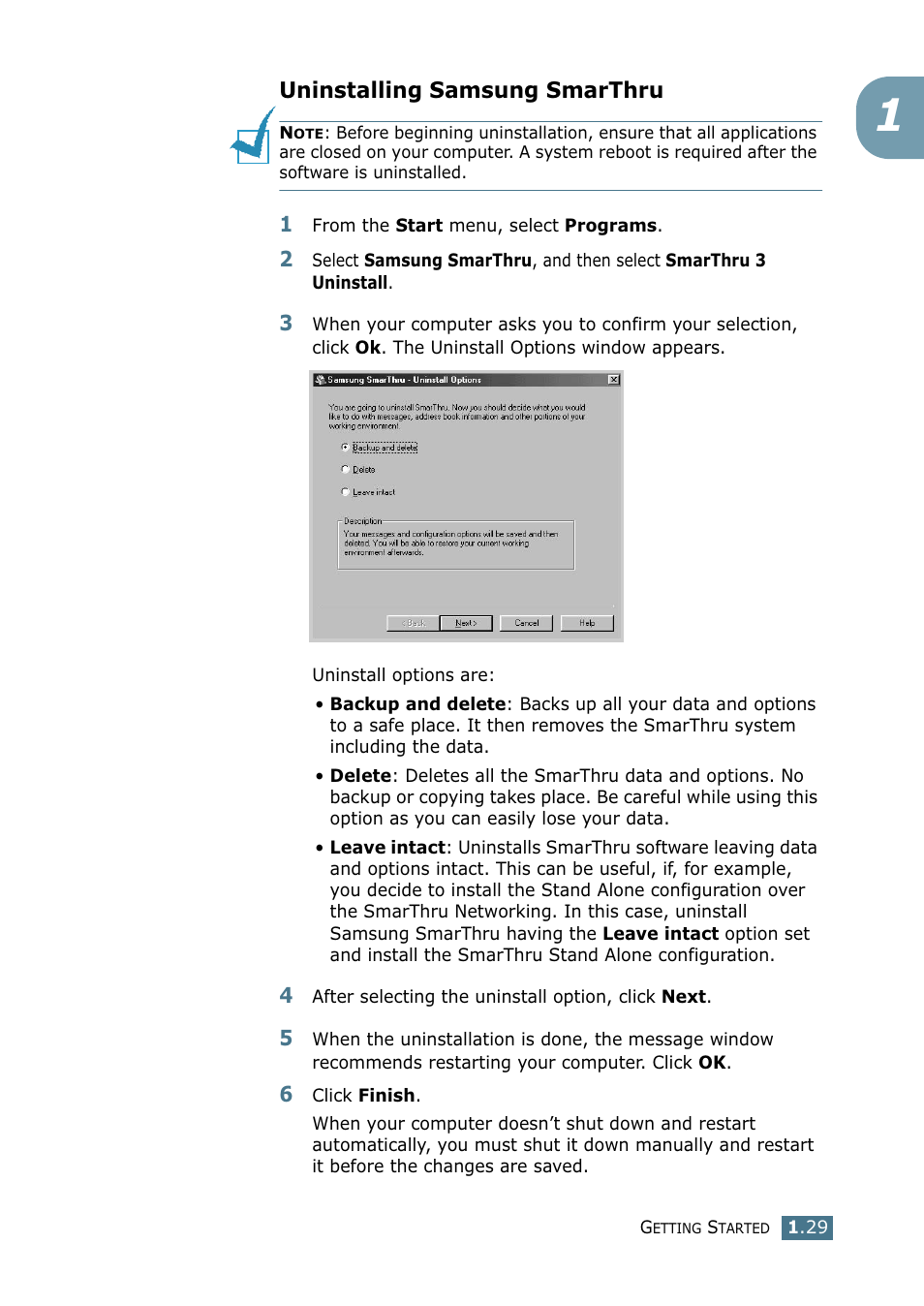 Uninstalling samsung smarthru | Samsung SF-755P User Manual | Page 48 / 219