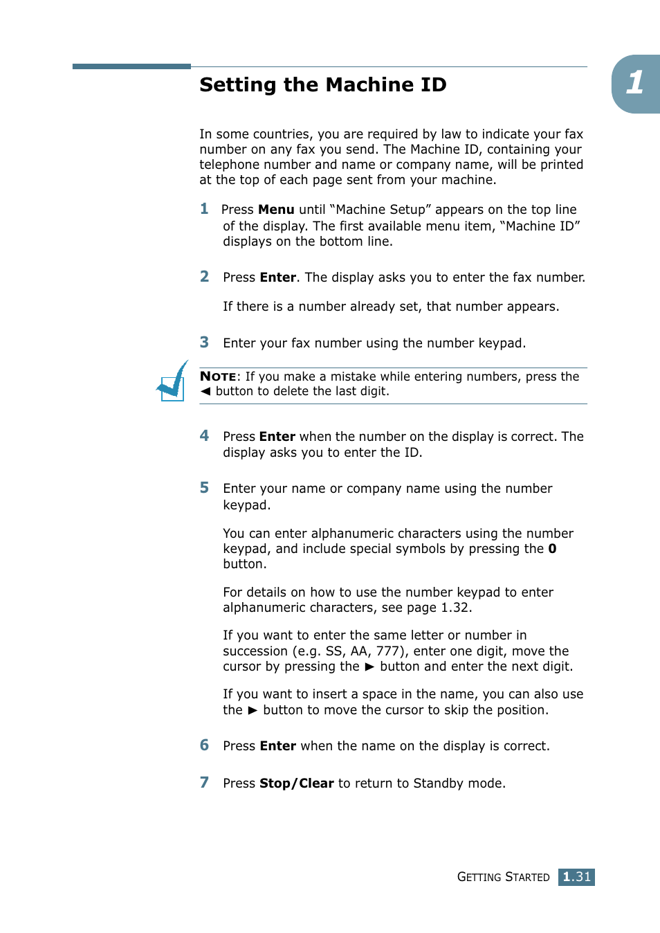 Setting the machine id | Samsung SF-755P User Manual | Page 50 / 219