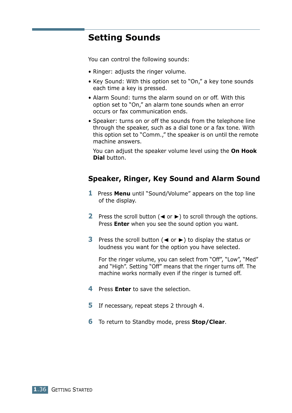 Setting sounds, Speaker, ringer, key sound and alarm sound | Samsung SF-755P User Manual | Page 55 / 219