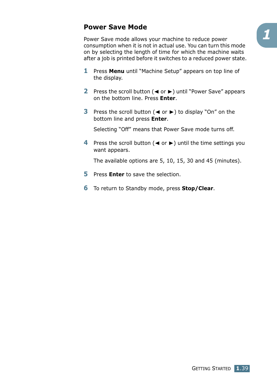 Power save mode | Samsung SF-755P User Manual | Page 58 / 219
