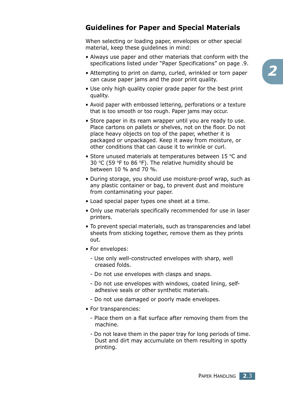 Guidelines for paper and special materials | Samsung SF-755P User Manual | Page 62 / 219