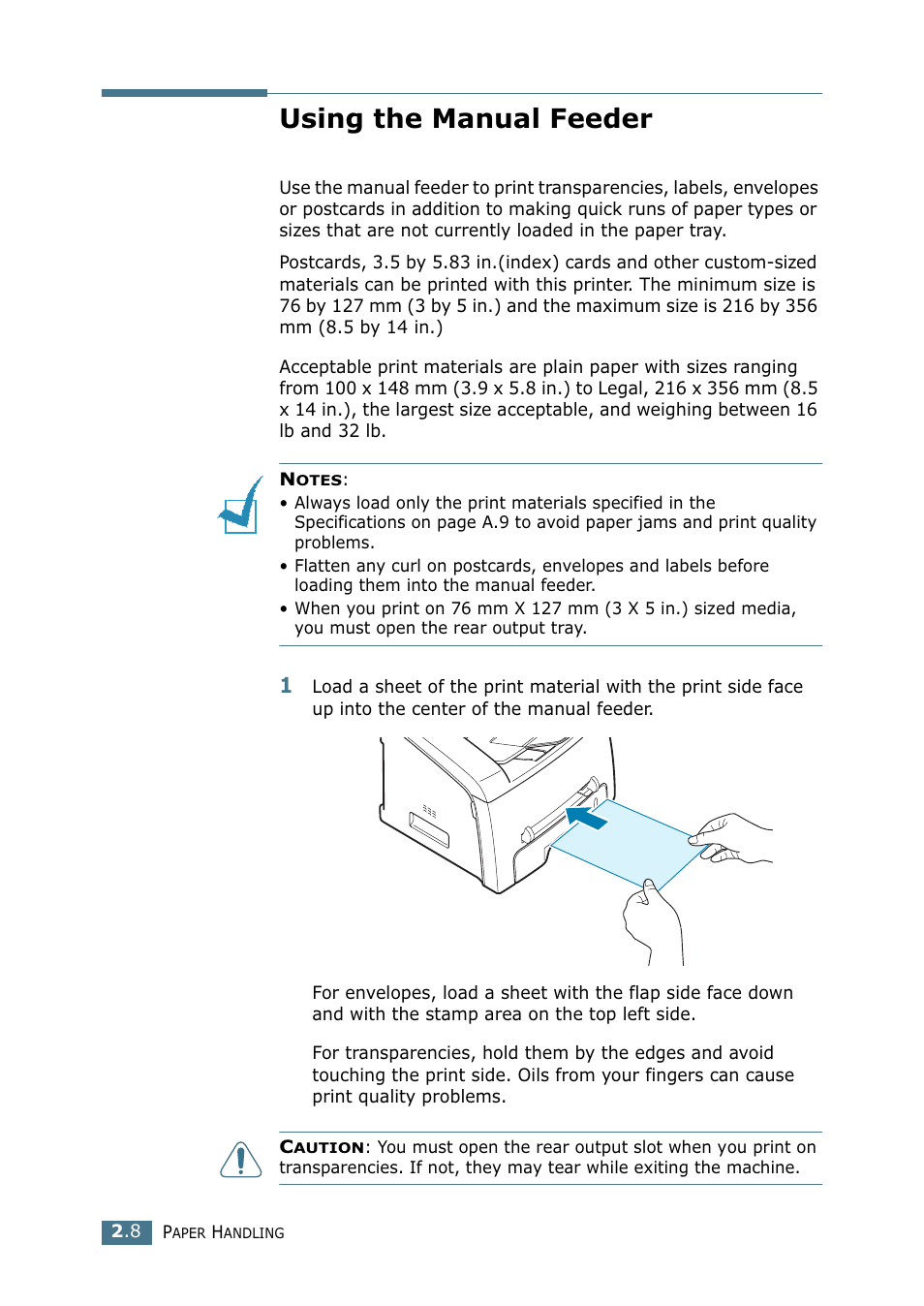 Using the manual feeder | Samsung SF-755P User Manual | Page 67 / 219