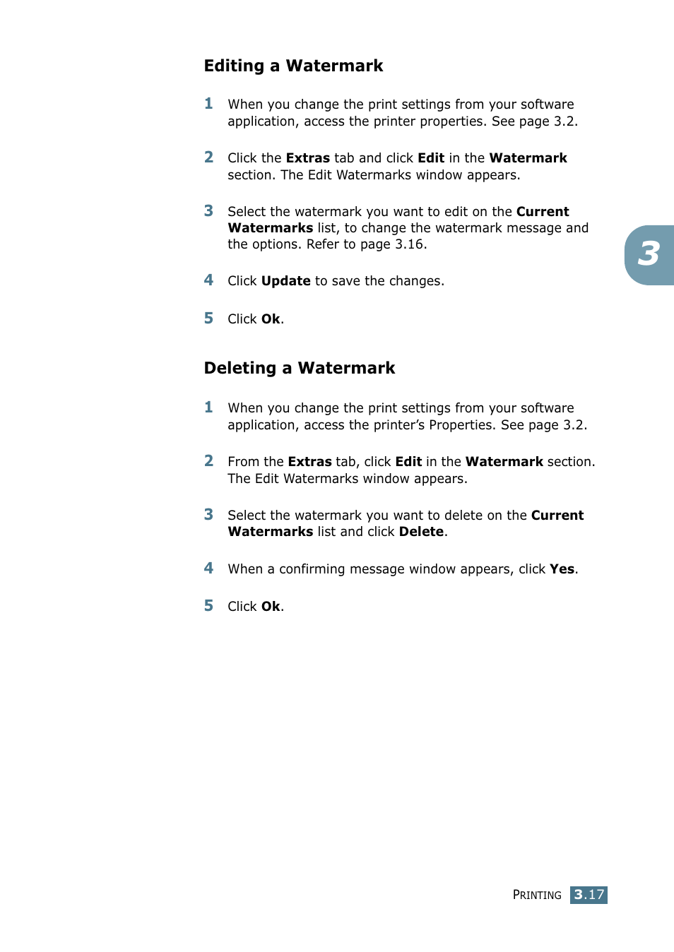 Editing a watermark, Deleting a watermark, Editing a watermark deleting a watermark | Samsung SF-755P User Manual | Page 86 / 219