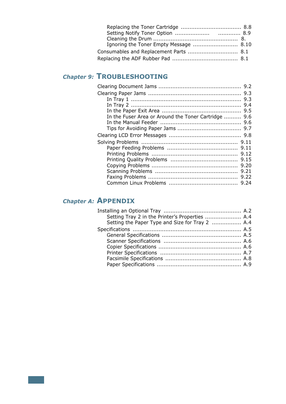 Samsung SF-755P User Manual | Page 9 / 219