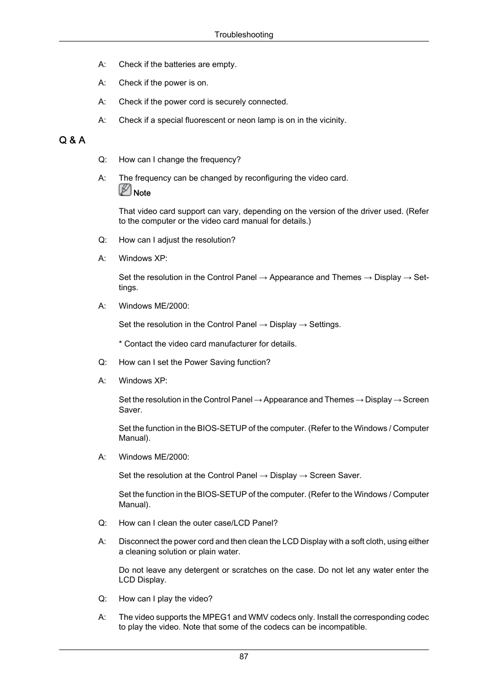 Q & a | Samsung 650FP User Manual | Page 24 / 25