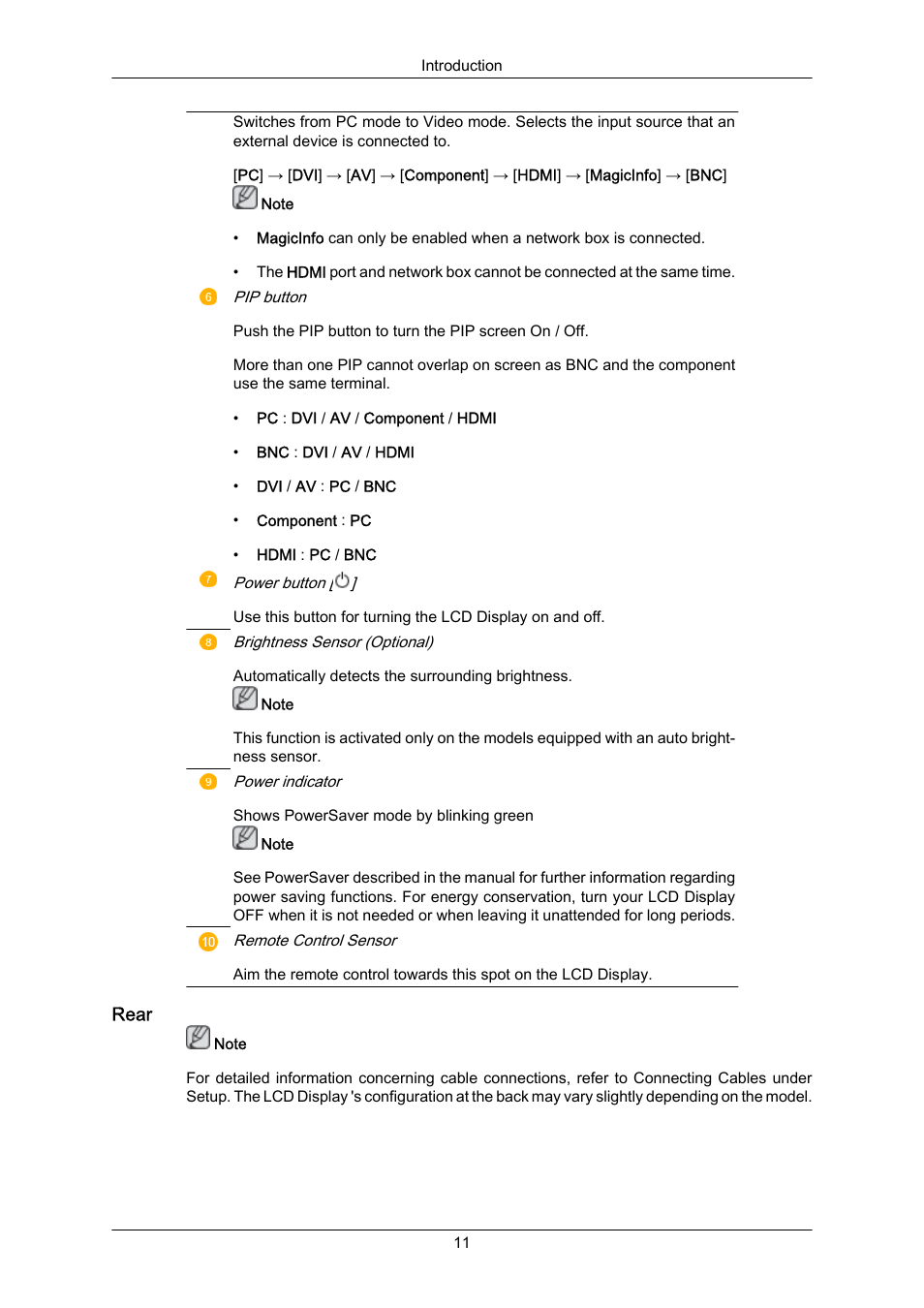 Rear | Samsung 650FP User Manual | Page 5 / 25