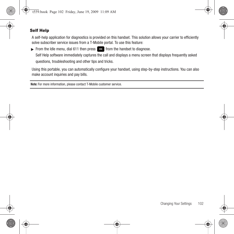 Self help | Samsung Comeback GH68-22878A User Manual | Page 105 / 158