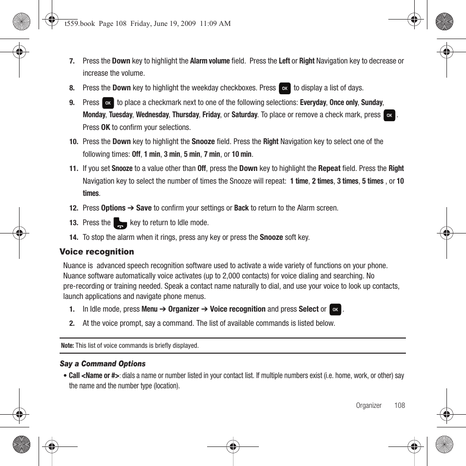 Voice recognition | Samsung Comeback GH68-22878A User Manual | Page 111 / 158