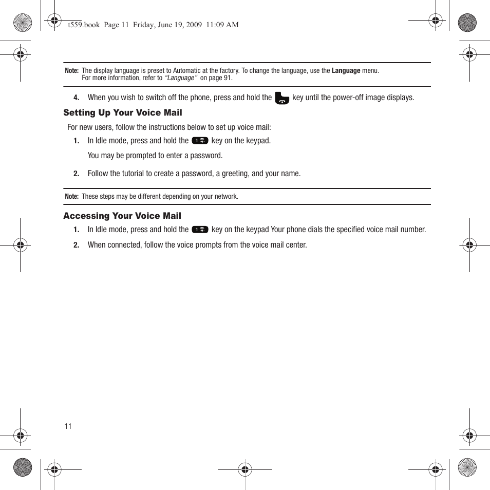 Setting up your voice mail, Accessing your voice mail | Samsung Comeback GH68-22878A User Manual | Page 14 / 158