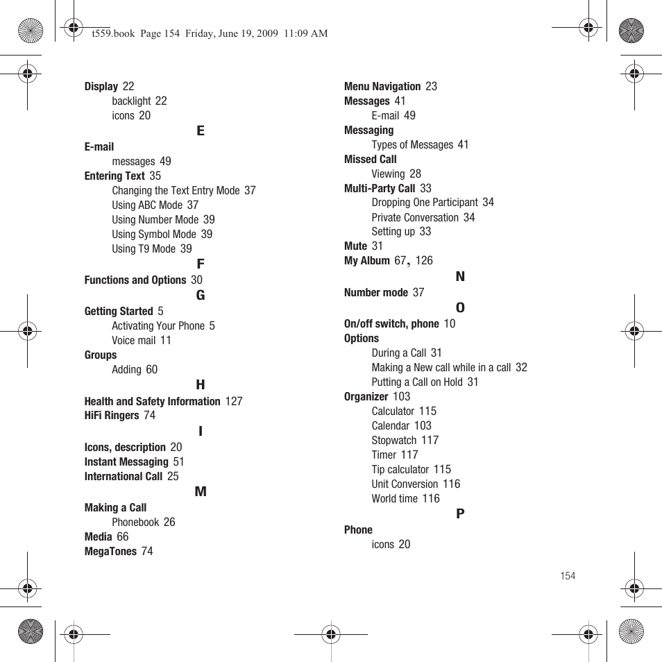 Samsung Comeback GH68-22878A User Manual | Page 157 / 158