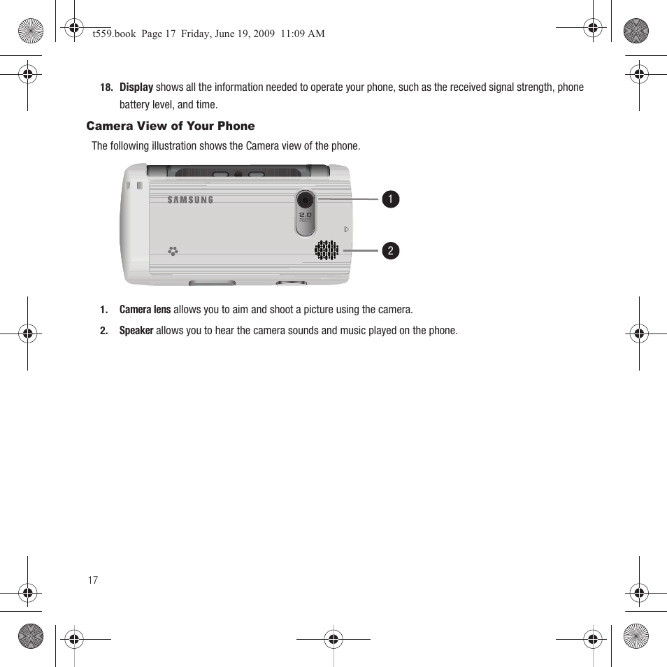 Camera view of your phone | Samsung Comeback GH68-22878A User Manual | Page 20 / 158