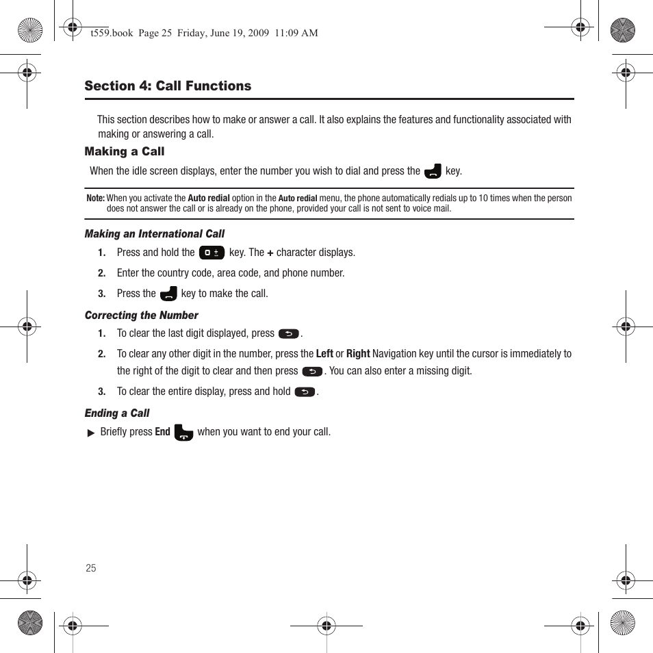 Section 4: call functions, Making a call | Samsung Comeback GH68-22878A User Manual | Page 28 / 158