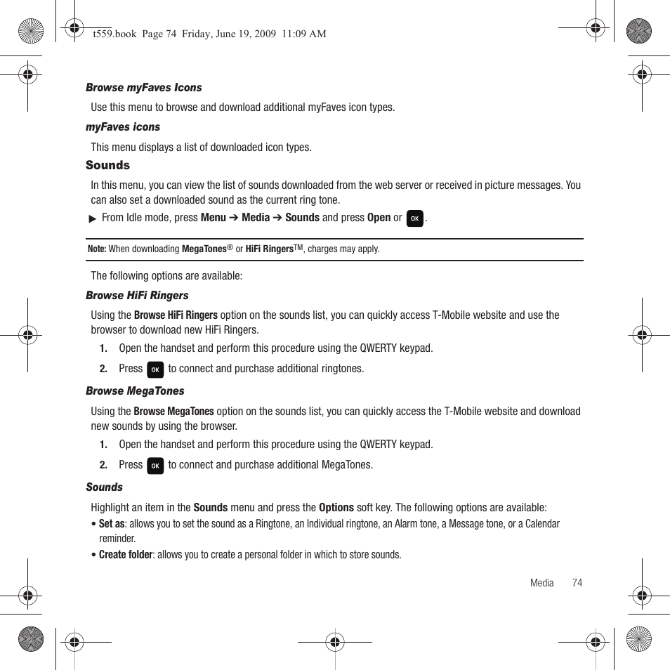 Sounds | Samsung Comeback GH68-22878A User Manual | Page 77 / 158