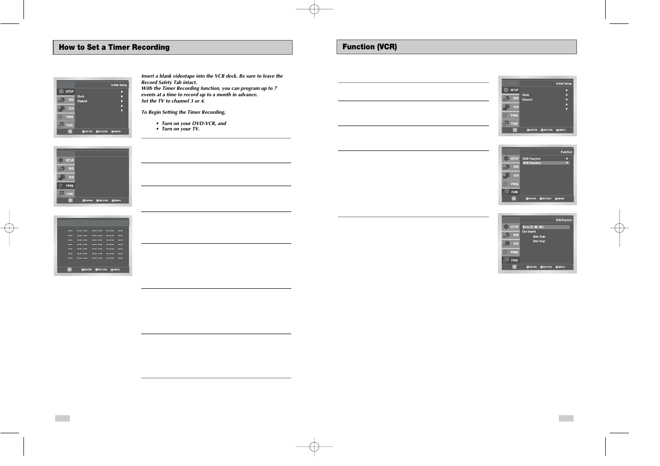 10 - timer recording, How to set a timer recording, Function(vcr) | Function (vcr) | Samsung DVD-V3650 User Manual | Page 31 / 35