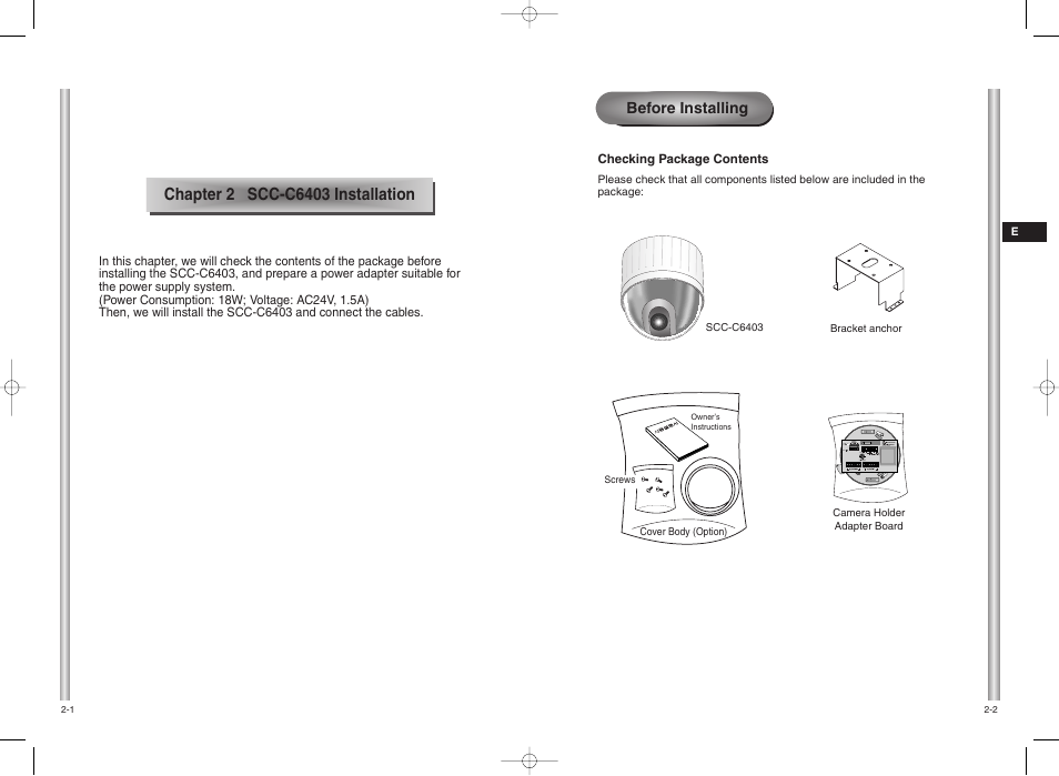 Before installing, Ac 24v out power | Samsung SCC-C6403 User Manual | Page 9 / 29