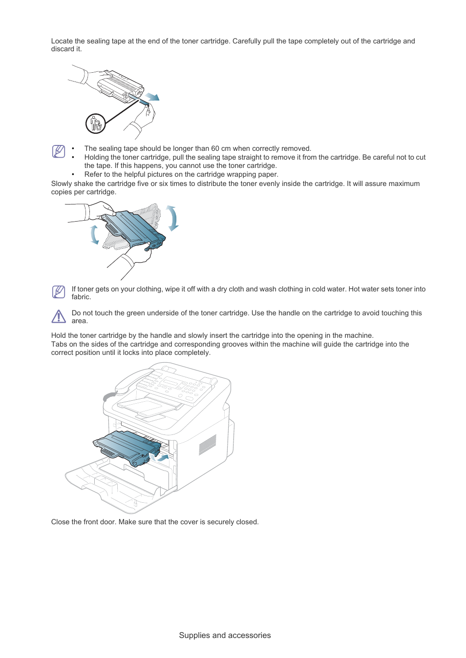 Supplies and accessories _ 69 | Samsung SF-650 User Manual | Page 70 / 84