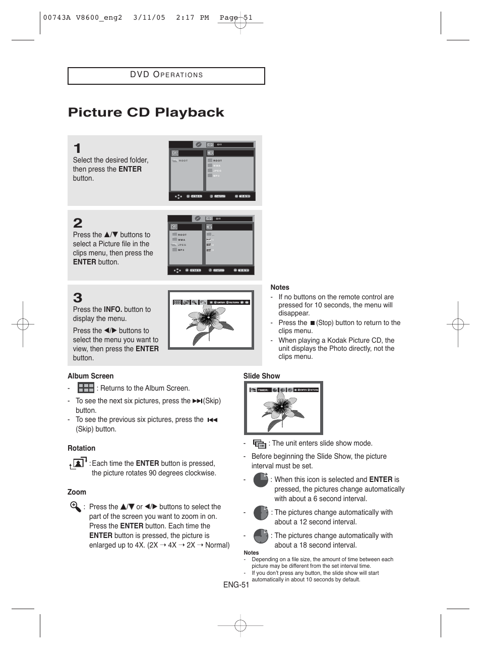 Picture cd playback, D v d o | Samsung DVD-V8600 User Manual | Page 51 / 87