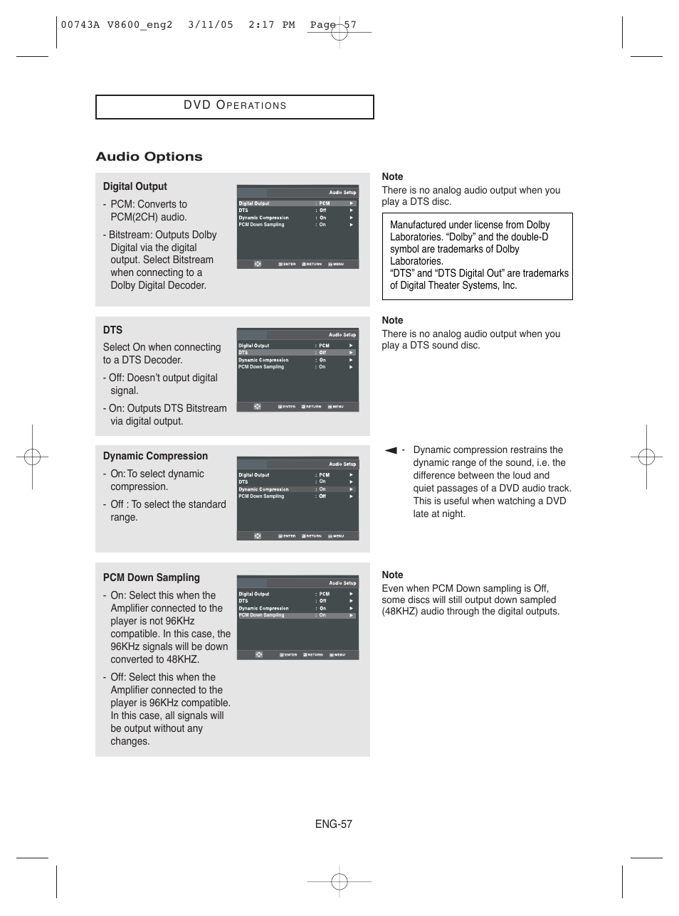 Samsung DVD-V8600 User Manual | Page 57 / 87