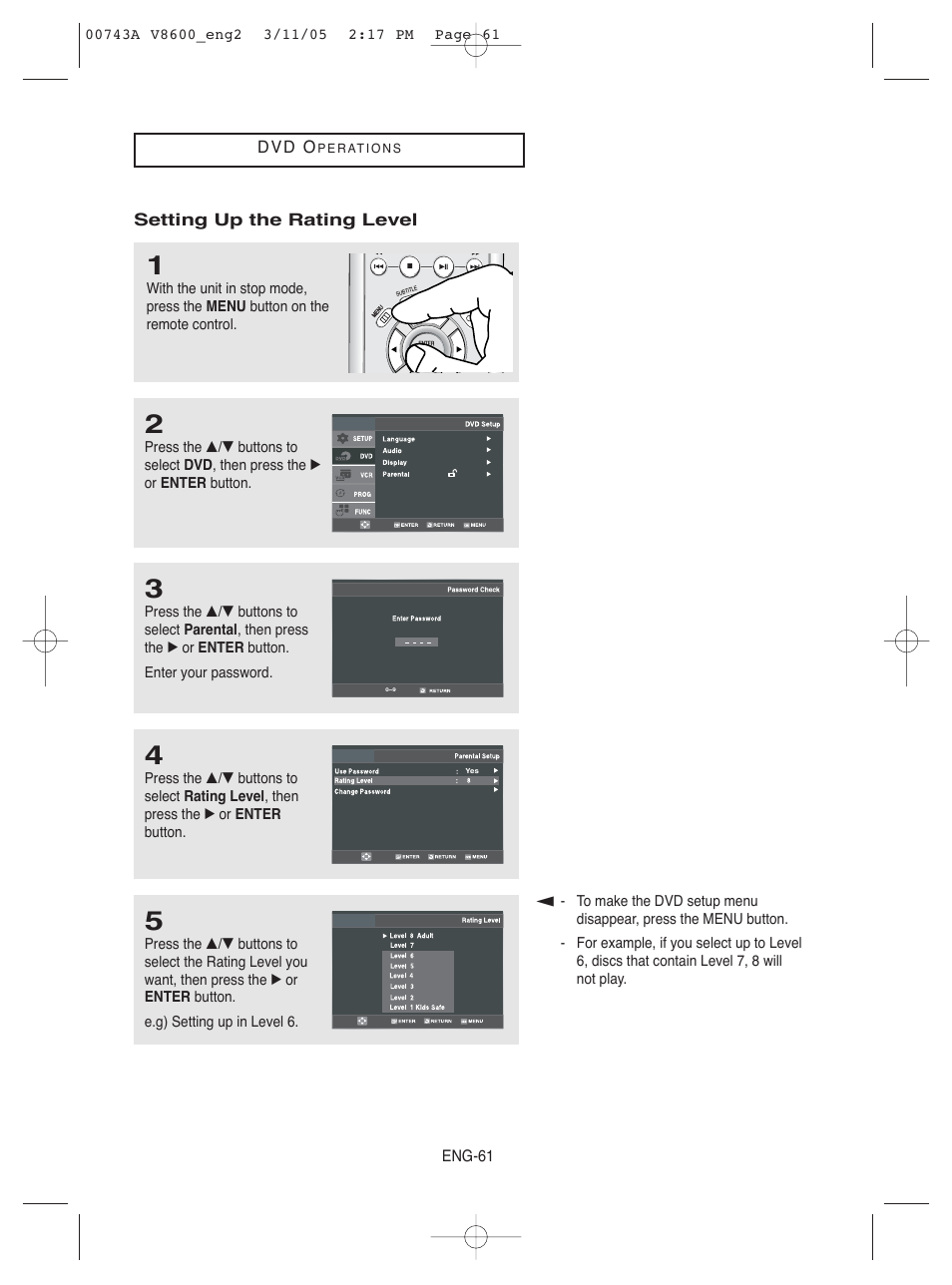 Samsung DVD-V8600 User Manual | Page 61 / 87