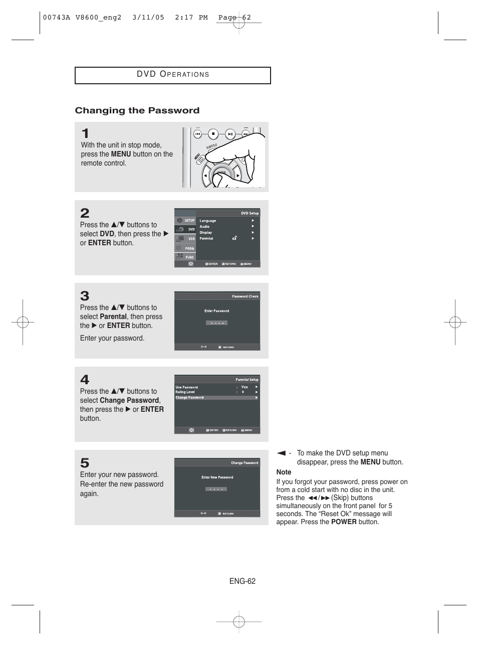 Samsung DVD-V8600 User Manual | Page 62 / 87