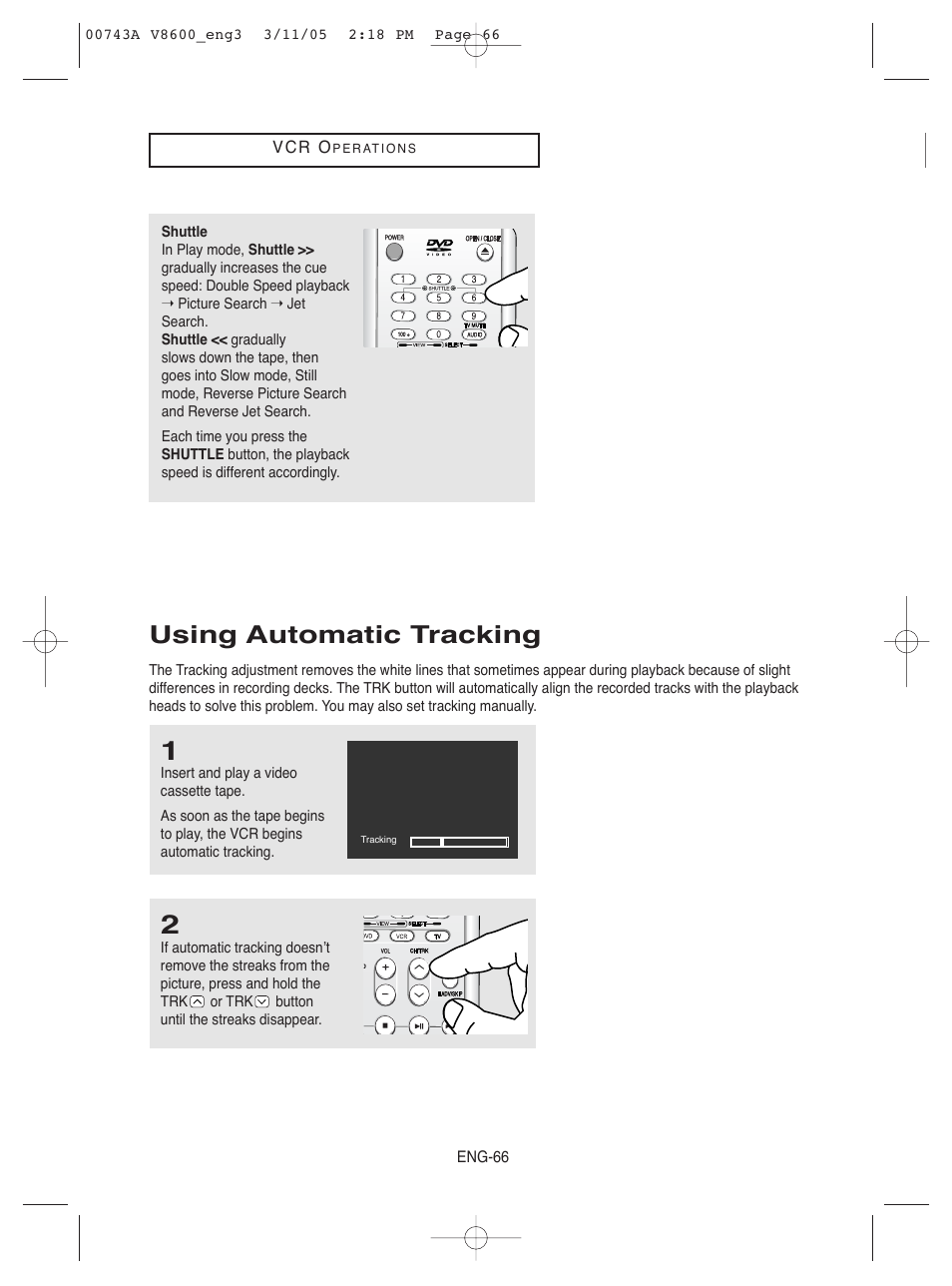 Using automatic tracking | Samsung DVD-V8600 User Manual | Page 66 / 87