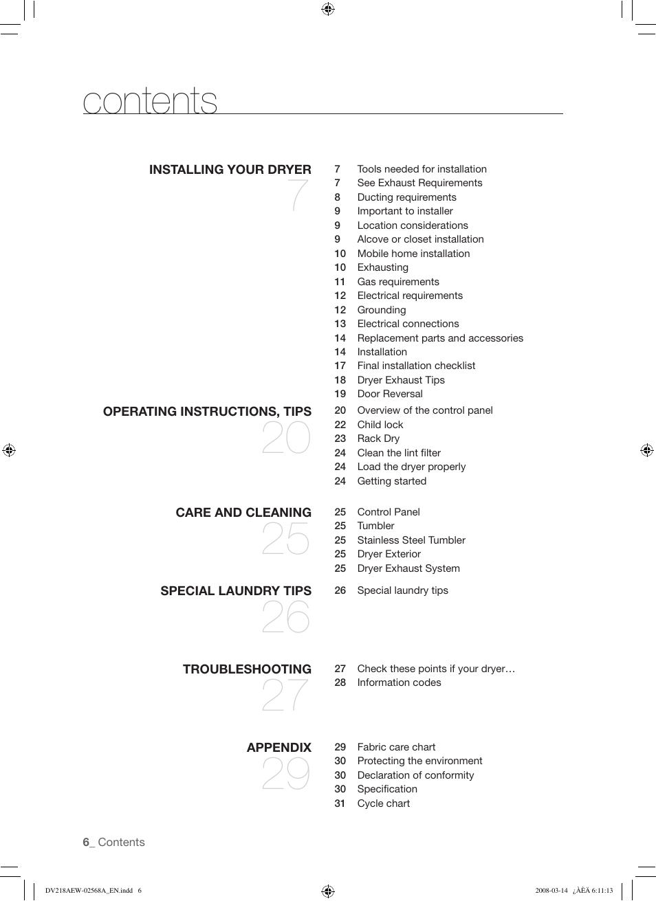 Samsung DV218AG User Manual | Page 6 / 36