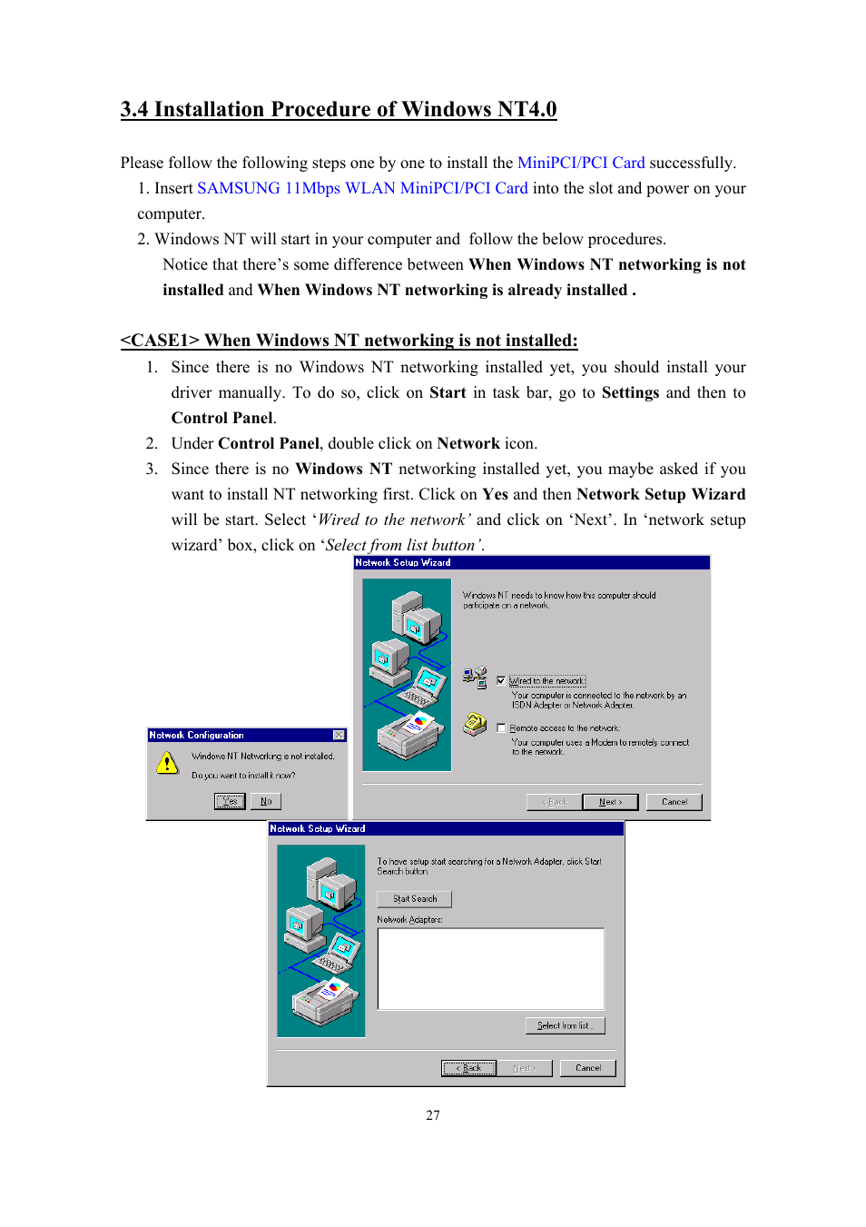 4 installation procedure of windows nt4.0 | Samsung SWL-2210M User Manual | Page 27 / 67