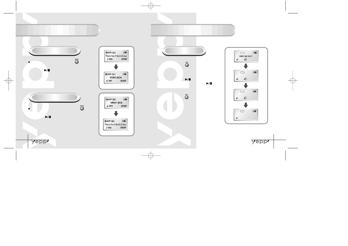 Changing modes recording voice | Samsung YP-30S User Manual | Page 6 / 30