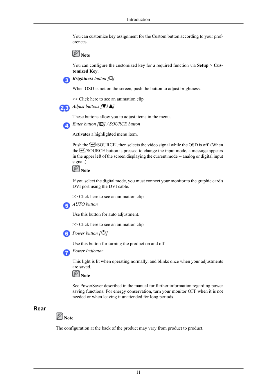 Rear | Samsung 2443BWX User Manual | Page 12 / 74