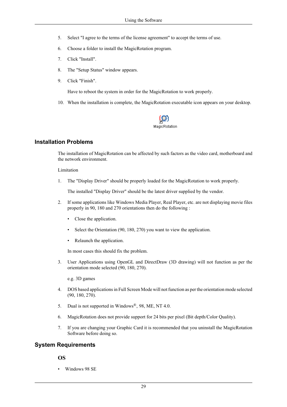 Installation problems, System requirements | Samsung 2443BWX User Manual | Page 30 / 74