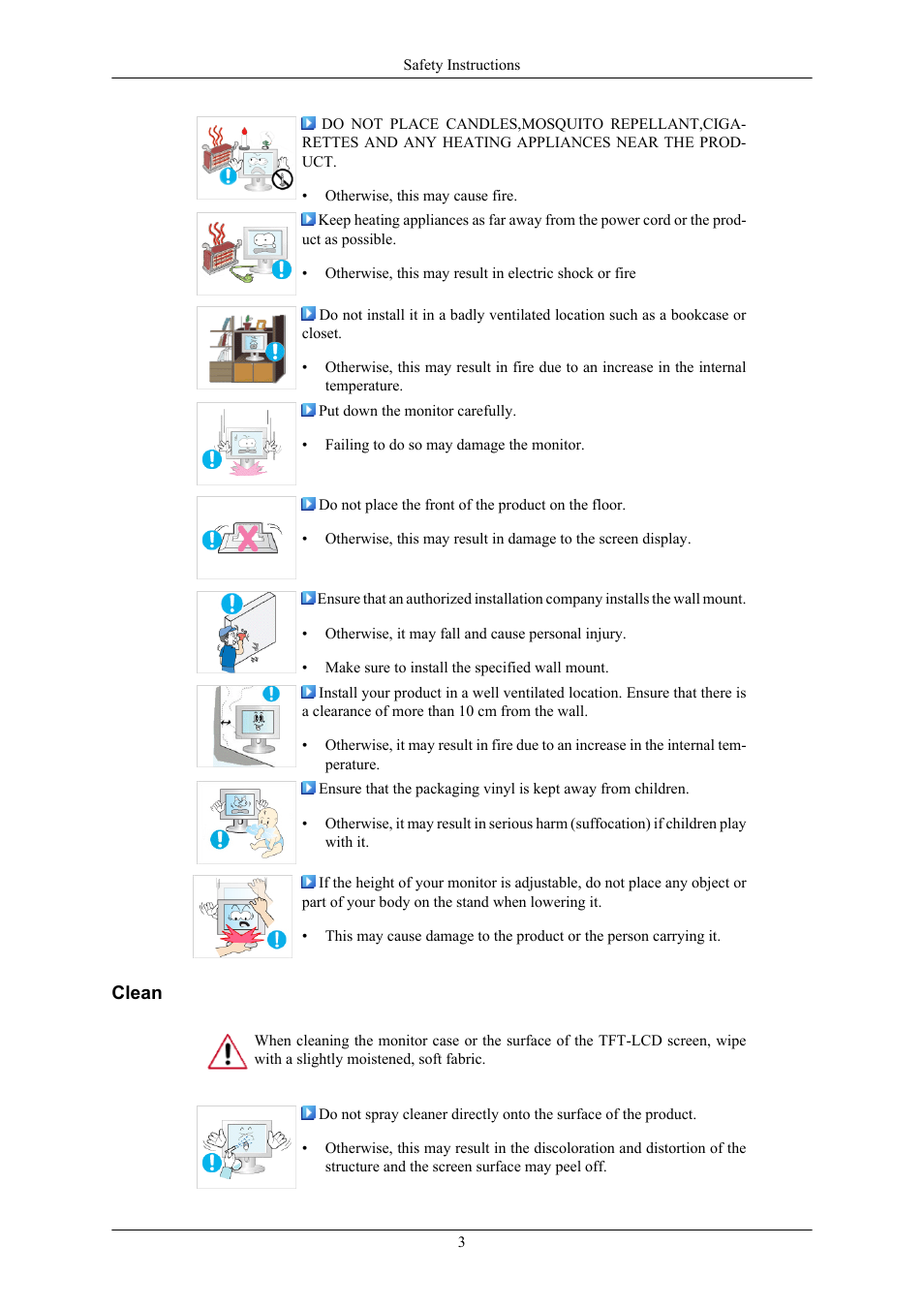 Clean | Samsung 2443BWX User Manual | Page 4 / 74